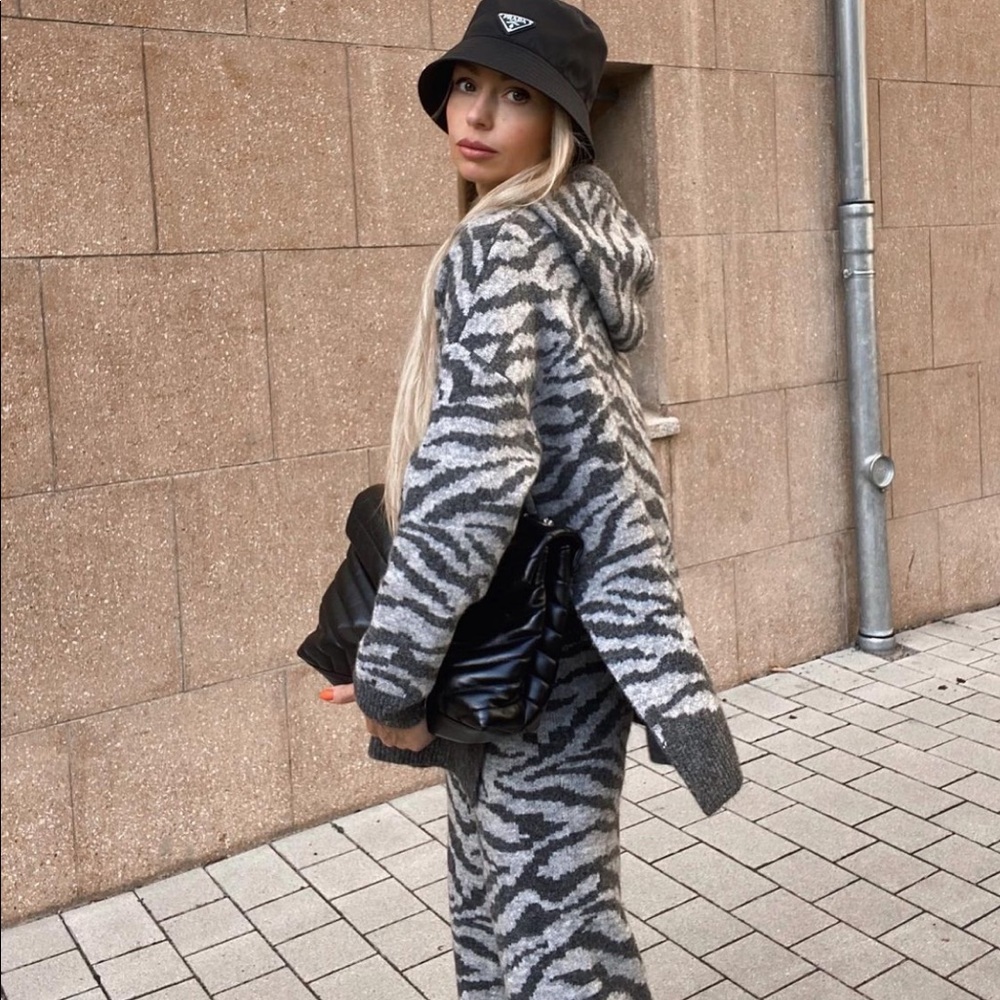 Zara Set - Animal Jacquard Wool and Alpaca Blend Sweatshirt & Pants - Picture 5 of 16